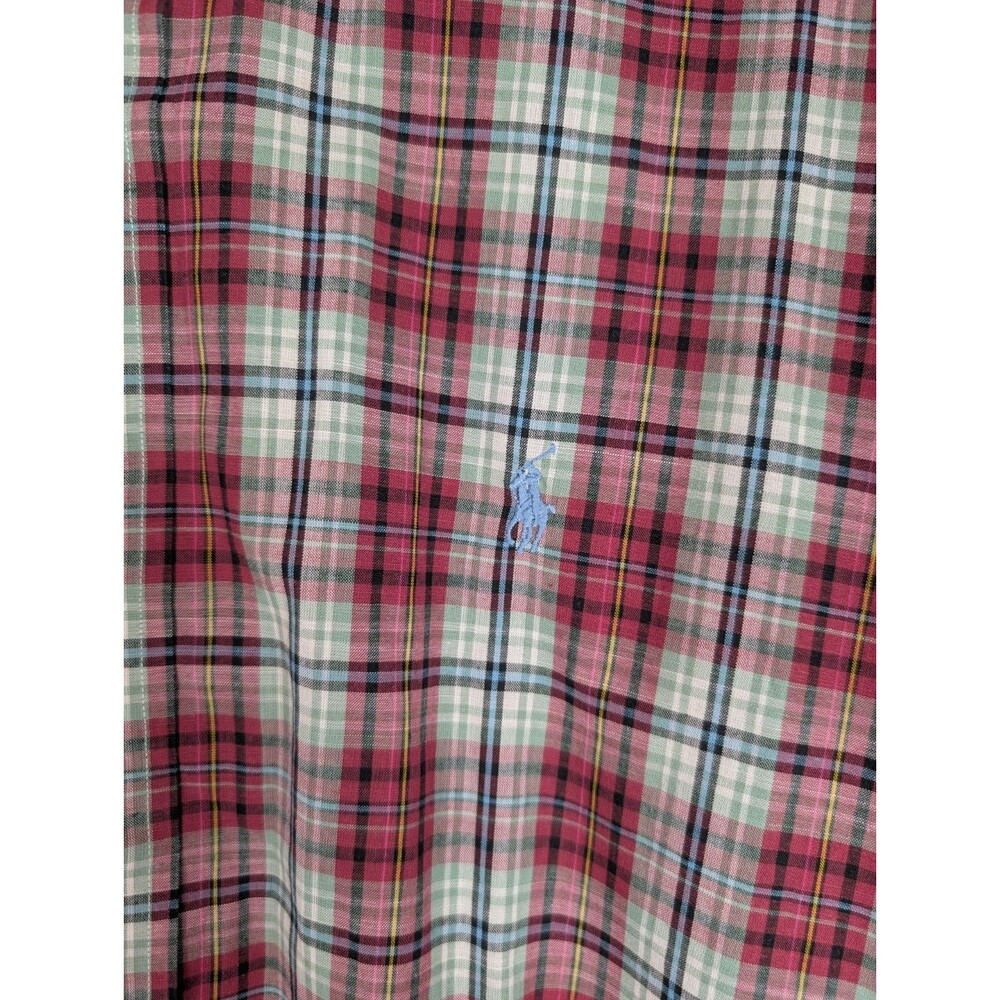 Ralph Lauren Blue Label Mens Button Up XL Blake 100% Cotton Red Tan Check Preppy - Picture 3 of 9